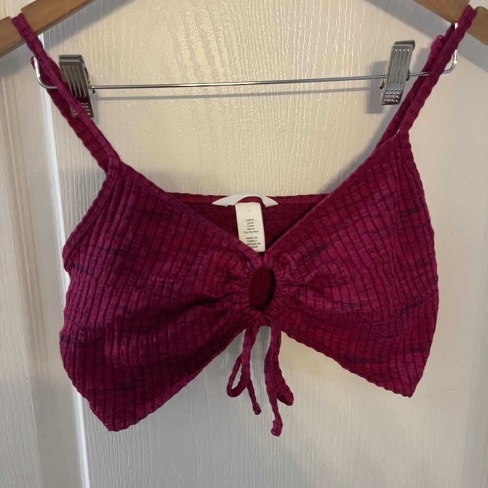 H&M Burgundy Ribbed Top